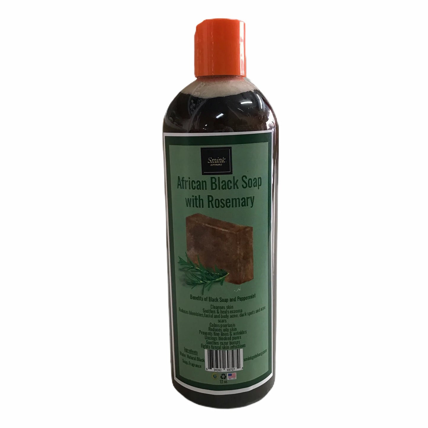 Smink Rosemary African Liquid Black Soap 12 oz